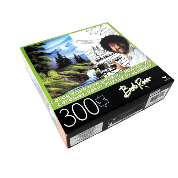 Bob Ross Puzzle 300 Piece Double Sided Color Your Own Mountain Hide Away NWT - Picture 2 of 10